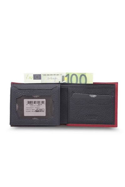 Guard Matte Red - Black Horizontal Leather Wallet - Thumbnail