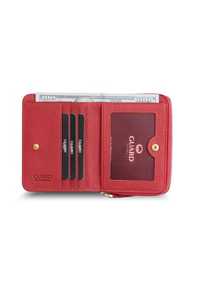 Guard - Guard Matte Red Coin Genuine Leather Women's Wallet (1)