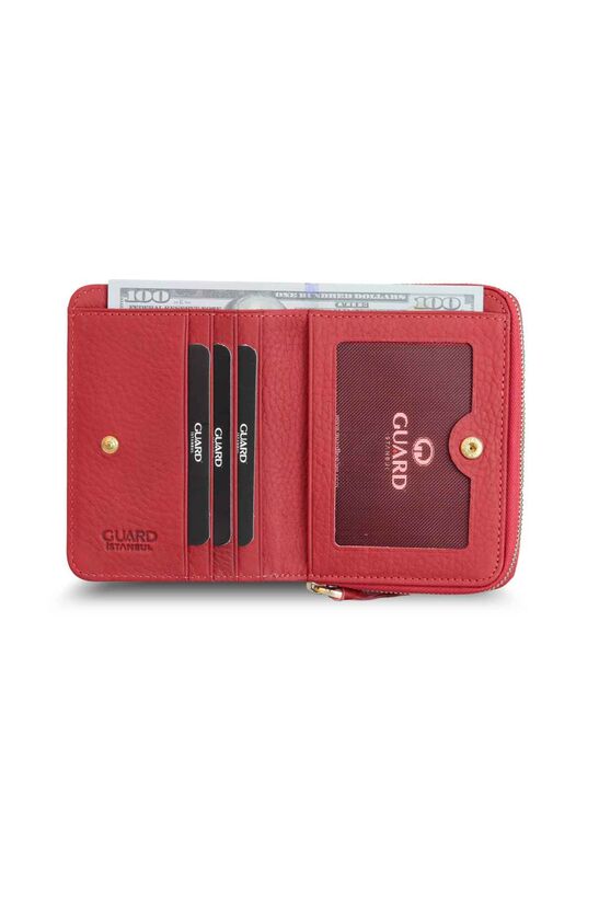 Guard Matte Red Coin Genuine Leather Women's Wallet