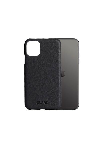 Guard Matte Black iPhone 11 Genuine Leather Phone Case - Thumbnail
