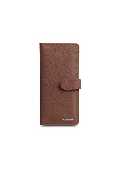 Guard Matte Tan Leather Phone Wallet with Card and Money Compartment - Thumbnail