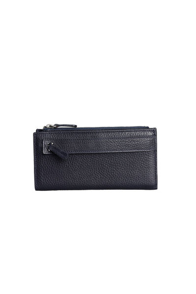 Guard - Guard Medium Size Navy Blue Coined Genuine Leather Women's Wallet (1)