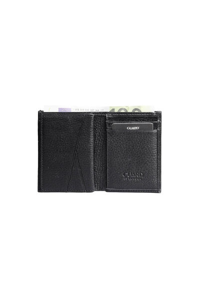 Guard Minimal Black Leather Men's Wallet - Thumbnail