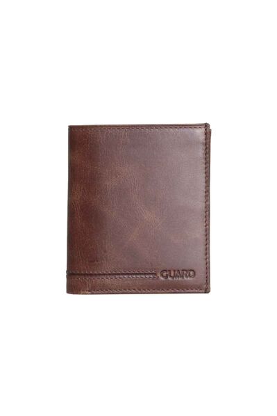 Guard Multi-Compartment Vertical Antique Brown Leather Men's Wallet - Thumbnail