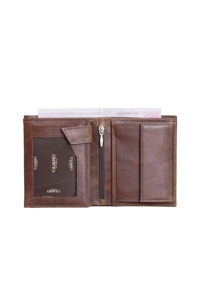 Guard - Guard Multi-Compartment Vertical Antique Brown Leather Men's Wallet (1)