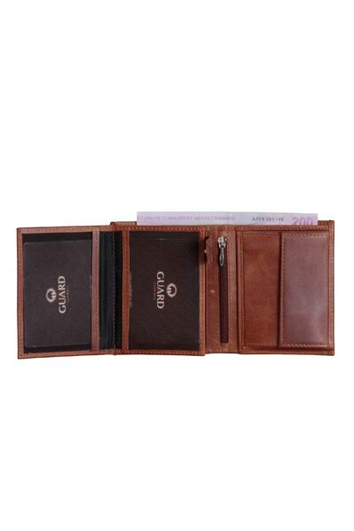 Guard Multi-Compartment Vertical Antique Tan Leather Men's Wallet - Thumbnail