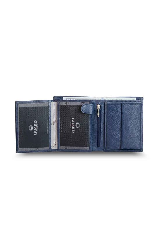 Guard Multi-Compartment Vertical Navy Blue Leather Men's Wallet