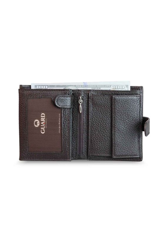 Guard Multi-Compartment Vertical Brown Leather Men's Wallet