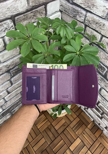 Guard Multi-Compartment Purple Stylish Leather Women's Wallet - Thumbnail