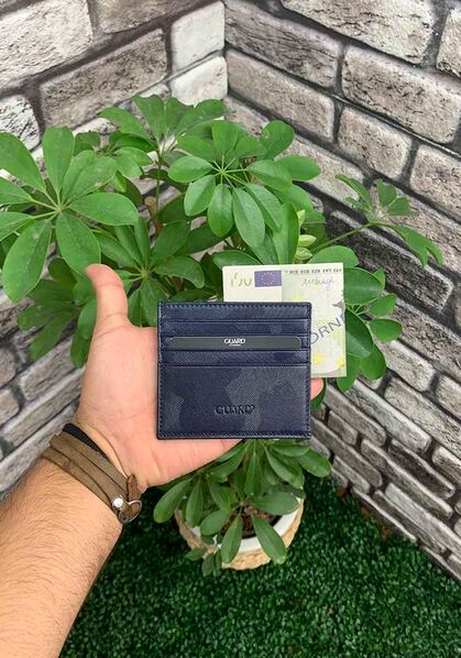 Guard Navy Blue Camouflage Leather Card Holder - Thumbnail