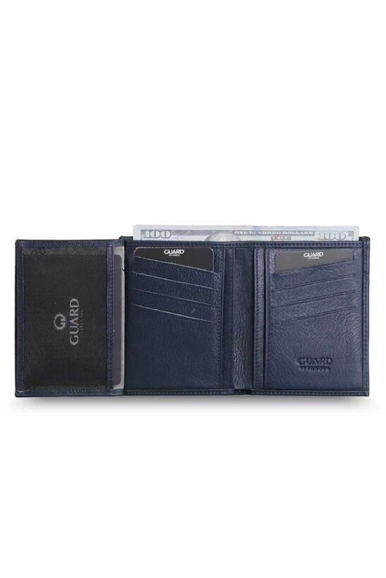 Guard Navy Blue Cross Card Slot Leather Men's Wallet