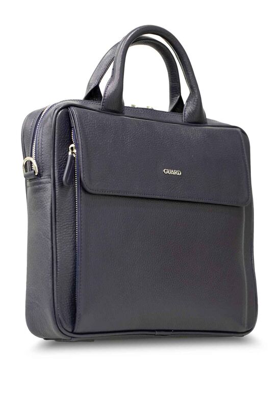 Guard Navy Blue Genuine Leather 14' inch Laptop Bag