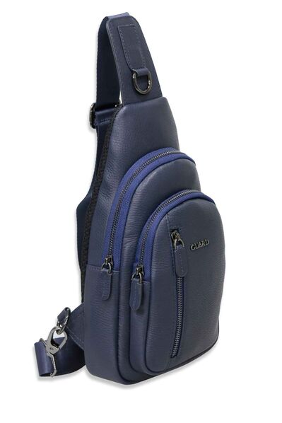 Guard Navy Blue Genuine Leather Crossbody Bag - Thumbnail
