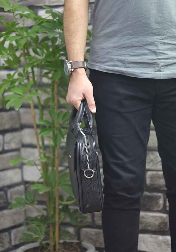Guard Black Leather 11' inch Laptop Bag