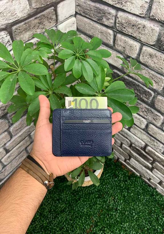 Guard Navy Blue Leather Card Holder