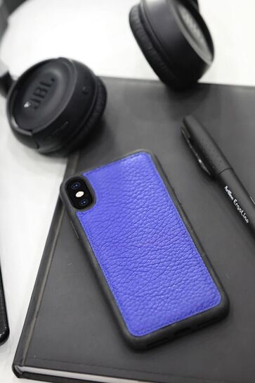 Guard Navy Blue Leather iPhone X / XS Case - Thumbnail
