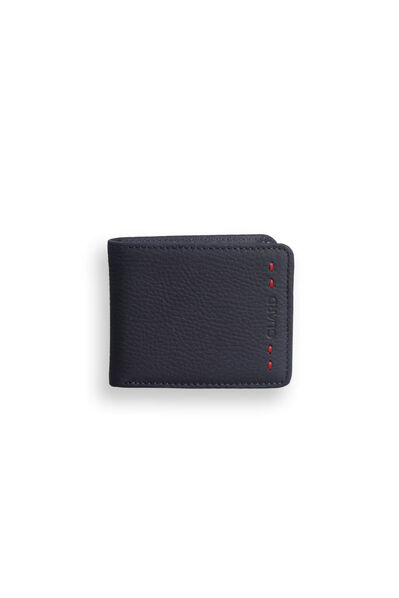 Guard Navy Blue Matte Sport Special Stitching Patterned Leather Men's Wallet - Thumbnail