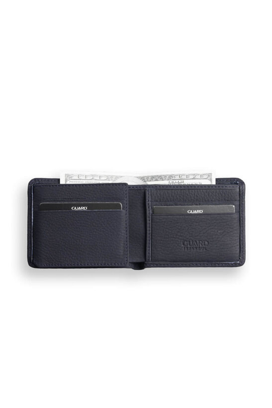 Guard Navy Blue Matte Sport Special Stitching Patterned Leather Men's Wallet