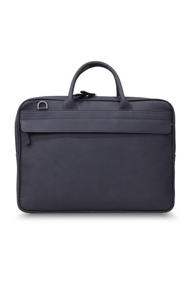 Guard Navy Blue Mega Size Genuine Leather Briefcase with Laptop Entry - Thumbnail