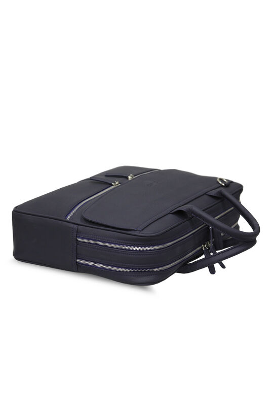 Guard Navy Blue Mega Size Genuine Leather Briefcase with Laptop Entry