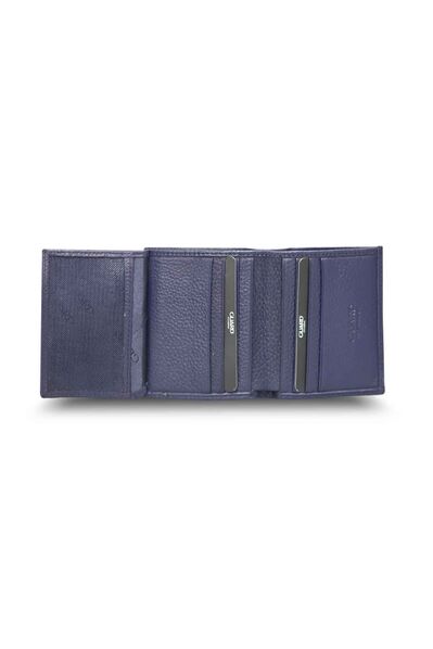 Guard Navy Blue Multi-Compartment Mini Leather Men's Wallet - Thumbnail