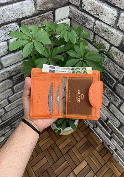Guard Orange Leather Women's Wallet - Thumbnail
