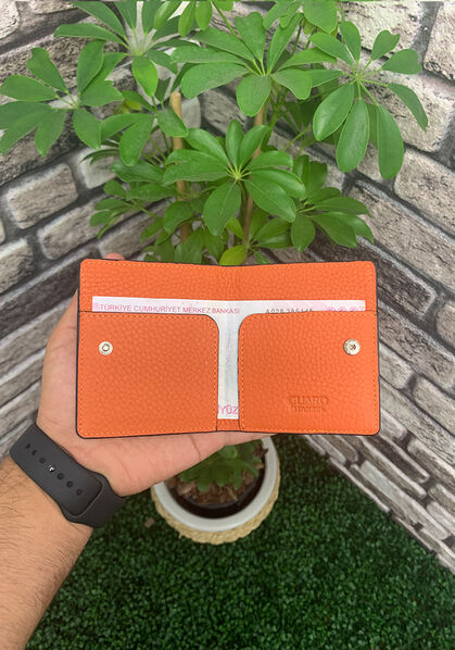 Guard - Guard Orange Paste Design Leather Card Holder (1)