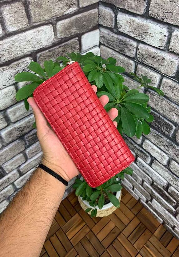 Guard Red Knitted Pattern Horizontal Women's Wallet