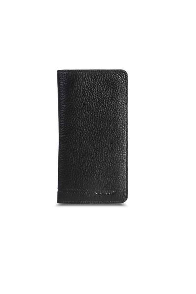 Black Leather Unisex Wallet with Guard Phone Entry - Thumbnail