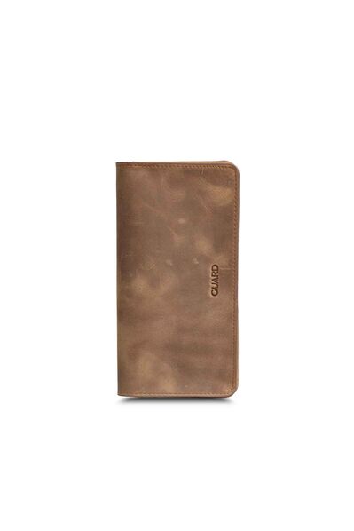 Guard Leather Men/Women Portfolio Wallet with Phone Entry - Tan - Thumbnail