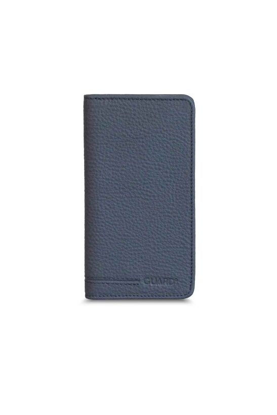 Guard Navy Blue Leather Portfolio Wallet with Phone Entry