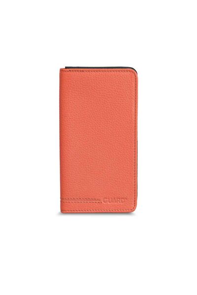 Guard Orange Black Leather Portfolio Wallet with Phone Entry - Thumbnail
