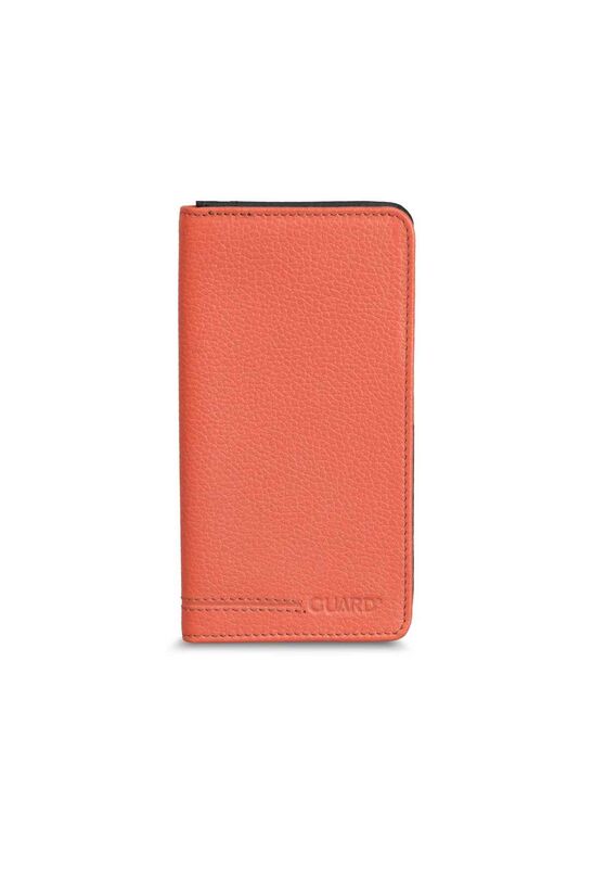 Guard Orange Black Leather Portfolio Wallet with Phone Entry