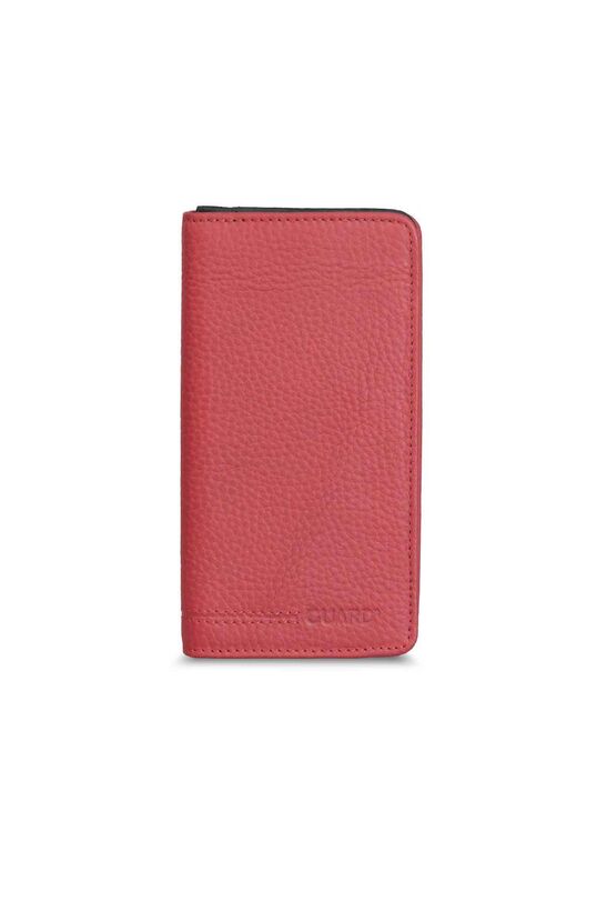Guard Red Black Leather Portfolio Wallet with Phone Entry