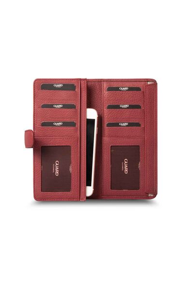Guard Covered Leather Hand Portfolio with Telephone Entry - Claret Red - Thumbnail