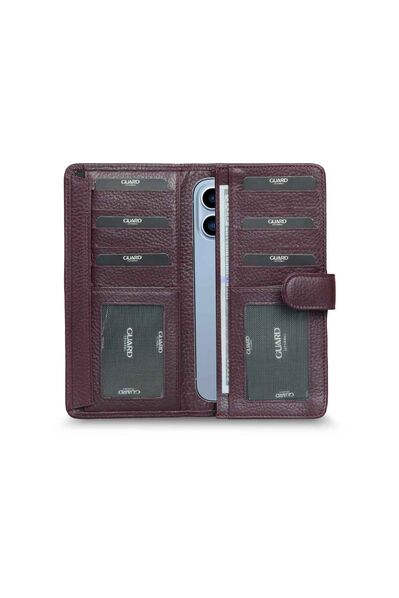 Guard Covered Leather Hand Portfolio with Telephone Input - Purple - Thumbnail