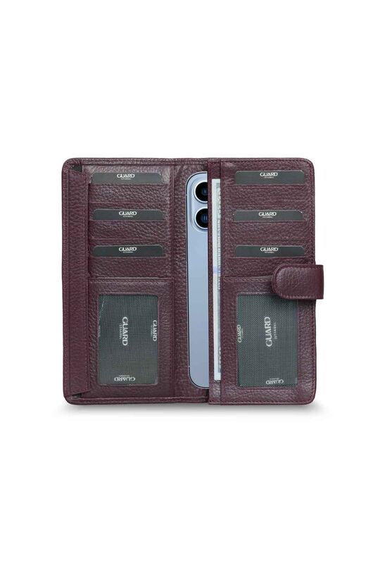 Guard Covered Leather Hand Portfolio with Telephone Input - Purple