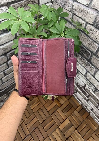 Guard Purple Zippered and Leather Pleated Hand Portfolio - Thumbnail