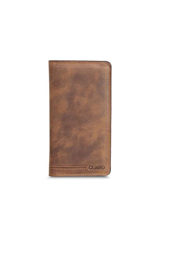 Guard Plus Crazy Tan Leather Unisex Wallet with Phone Entry