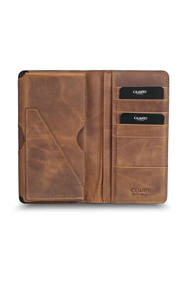 Guard Plus Crazy Tan Leather Unisex Wallet with Phone Entry - Thumbnail