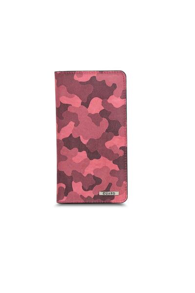 Guard Plus Pink Camouflage Leather Unisex Wallet with Phone Entry - Thumbnail