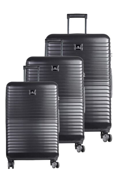 Guard Polypropylene Unbreakable Black Travel Suitcase Set of 3 - Thumbnail