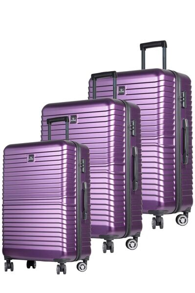 Guard Polypropylene Unbreakable Plum Travel Suitcase Set of 3 - Thumbnail