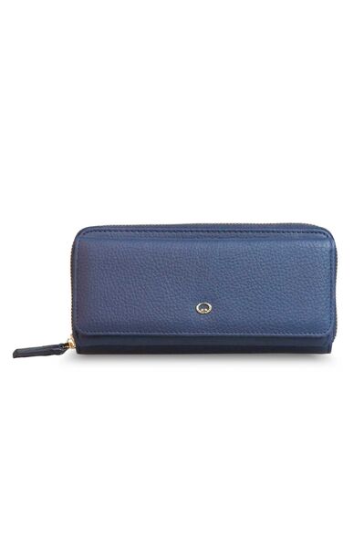 Guard Navy Blue Leather Women's Wallet - Thumbnail