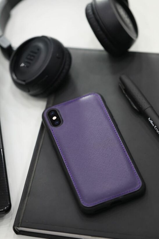 Guard Purple Saffiano Leather iPhone X / XS Case