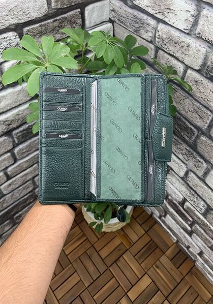Guard Green Zipper and Leather Pleated Hand Portfolio - Thumbnail