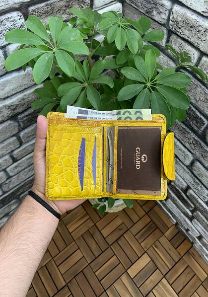 Guard Yellow Croco Leather Women's Wallet - Thumbnail