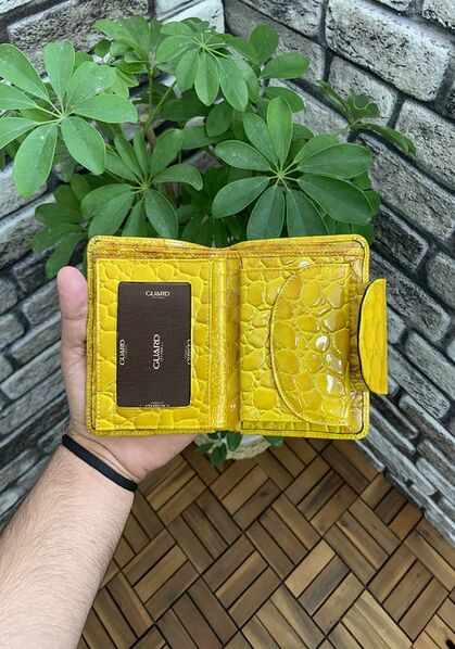 Guard Yellow Croco Leather Women's Wallet - Thumbnail