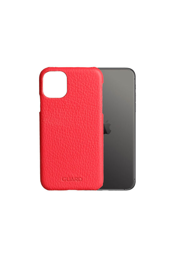 Guard Red iPhone 11 Genuine Leather Phone Case
