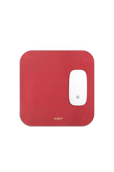 Guard Red Leather Mouse Pad 22 x 22 Cm - Thumbnail